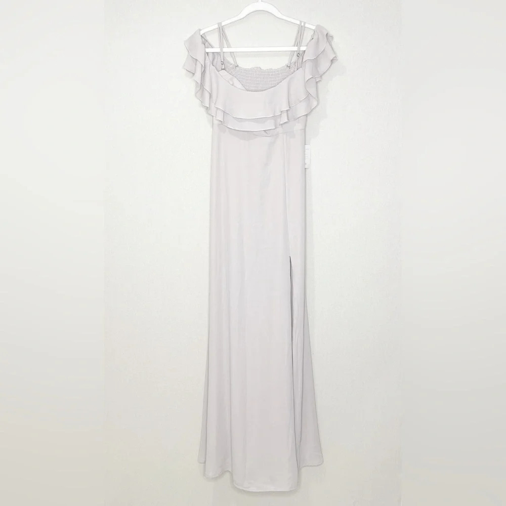 Show Me Your MuMu Emma Ruffle Maxi Dress Show Me The Ring Crisp Size Large SR46 - Picture 8 of 9